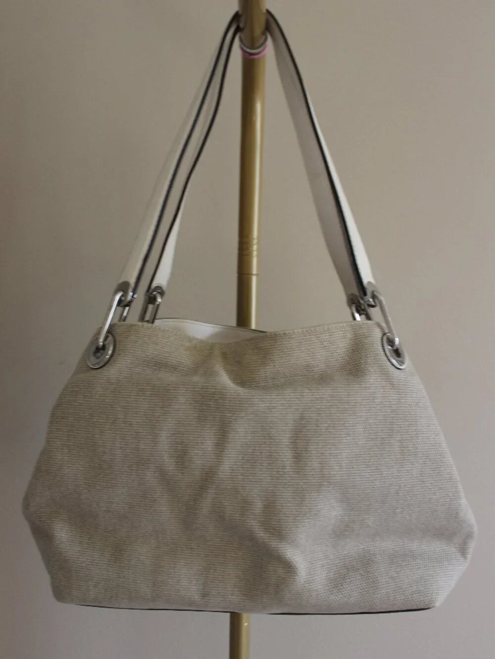 Michael Kors Raven Beige Canvas Tote